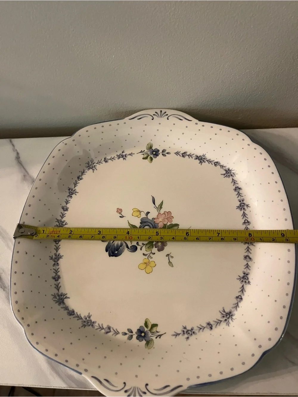 NIKKO Fine Tableware Blue Peony 10in Cake Plate Serving Tray Cottagecore Floral
